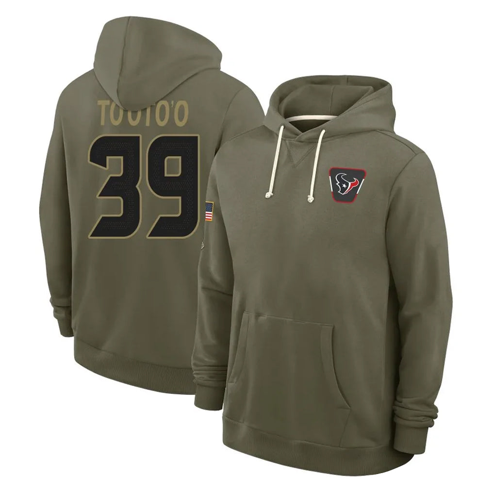 Fenge H.Texans #39 Henry To'oTo'o Player Olive Salute to Service Pullover Hoodies Limited Stitched Jerseys