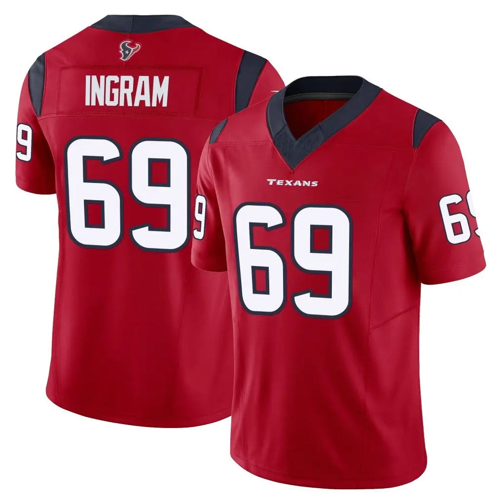Fenge H.Texans #69 Ed Ingram Player Red Limited Vapor F.U.S.E. Home Game Stitched Jerseys