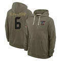 Fenge H.Texans #6 Reed Blankenship Player Olive Salute to Service Pullover Hoodies Limited Stitched Jerseys