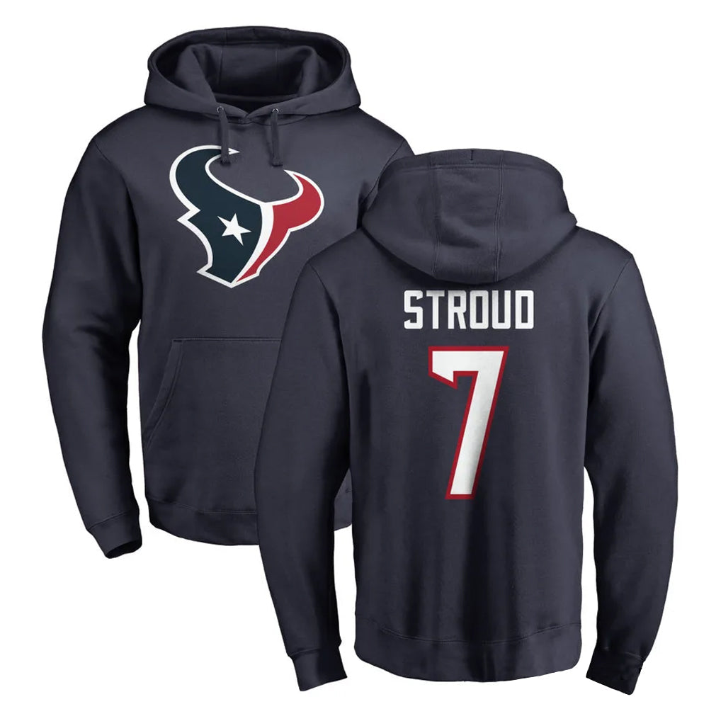 Fenge H.Texans #7 CJ Stroud Player Navy Pro Line Pullover Hoodie Limited Game Stitched Jerseys