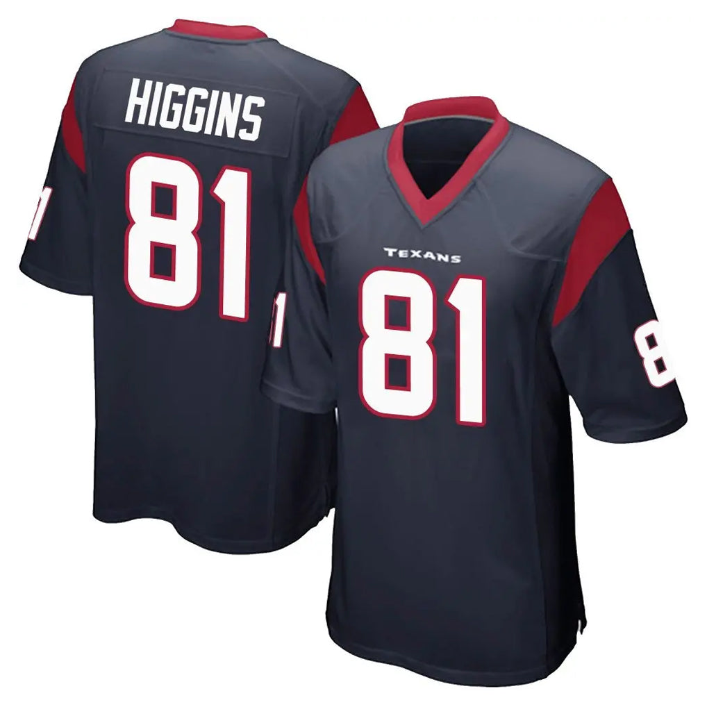 Fenge H.Texans #81 Jayden Higgins Player Navy Home Game Stitched Jerseys