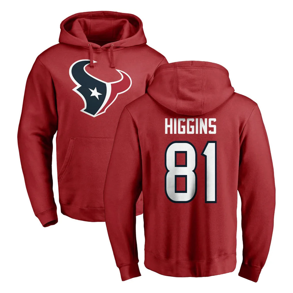 Fenge H.Texans #81 Jayden Higgins Player Red Pro Line Pullover Hoodie Limited Game Stitched Jerseys
