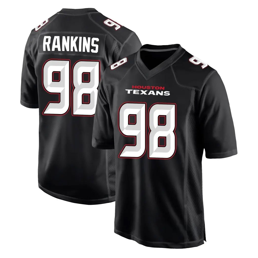 Fenge H.Texans #98 Sheldon Rankins Player Carbon Black Fashion Home Game Stitched Jerseys