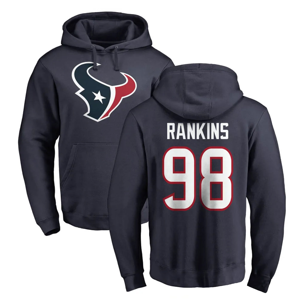 Fenge H.Texans #98 Sheldon Rankins Player Navy Pro Line Pullover Hoodie Limited Game Stitched Jerseys