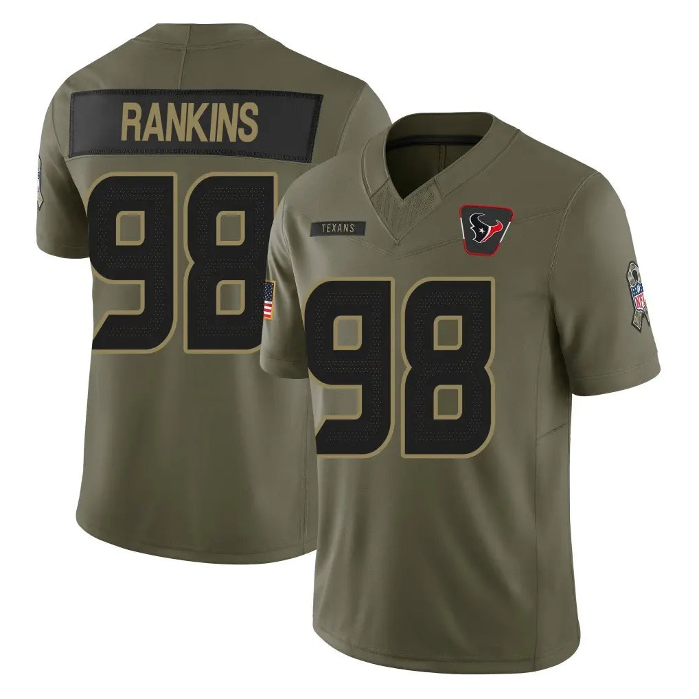 Fenge H.Texans #98 Sheldon Rankins Player Olive 2025 Salute To Service Limited Game Stitched Jerseys