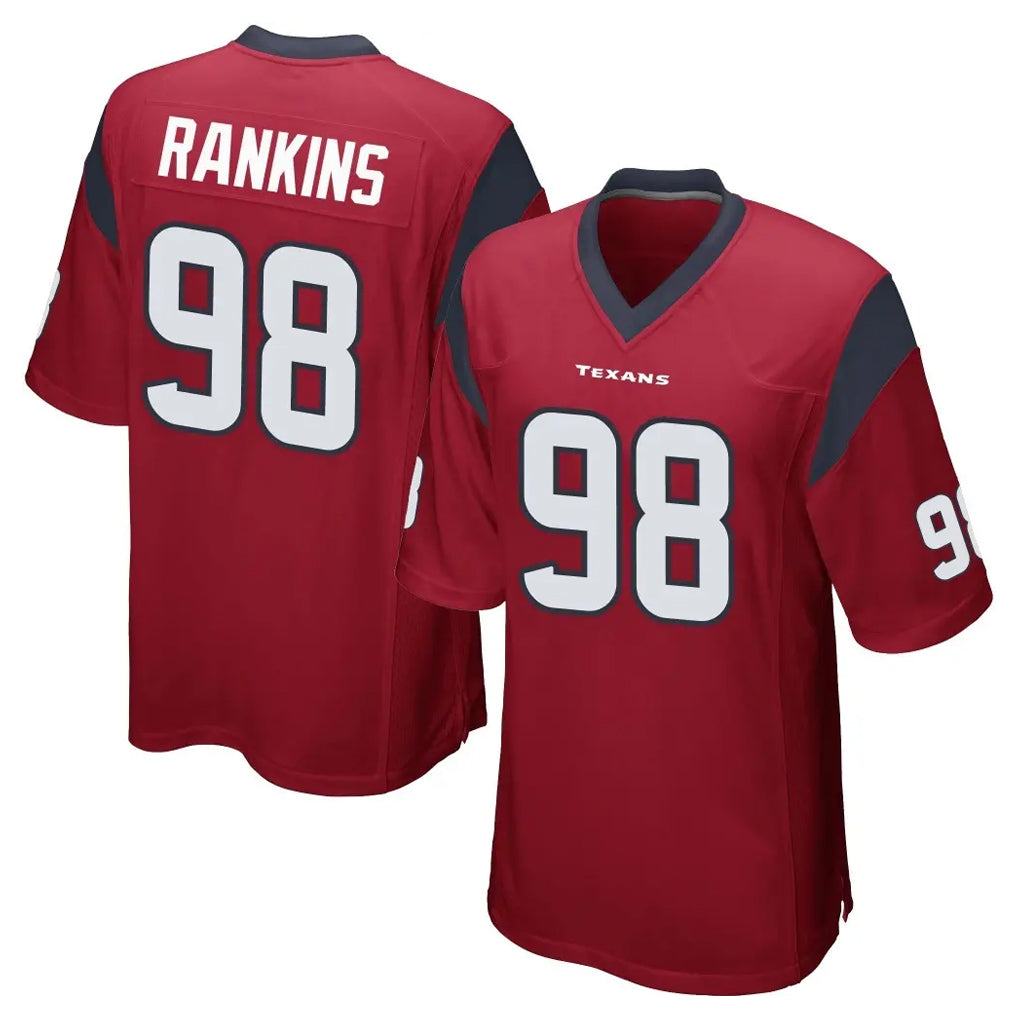 Fenge H.Texans #98 Sheldon Rankins Player Red Home Game Stitched Jerseys