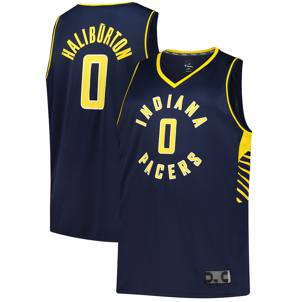 Fenge I.Pacers #0 Tyrese Haliburton  Navy Big & Tall Fast Break Jerseys - Icon Edition