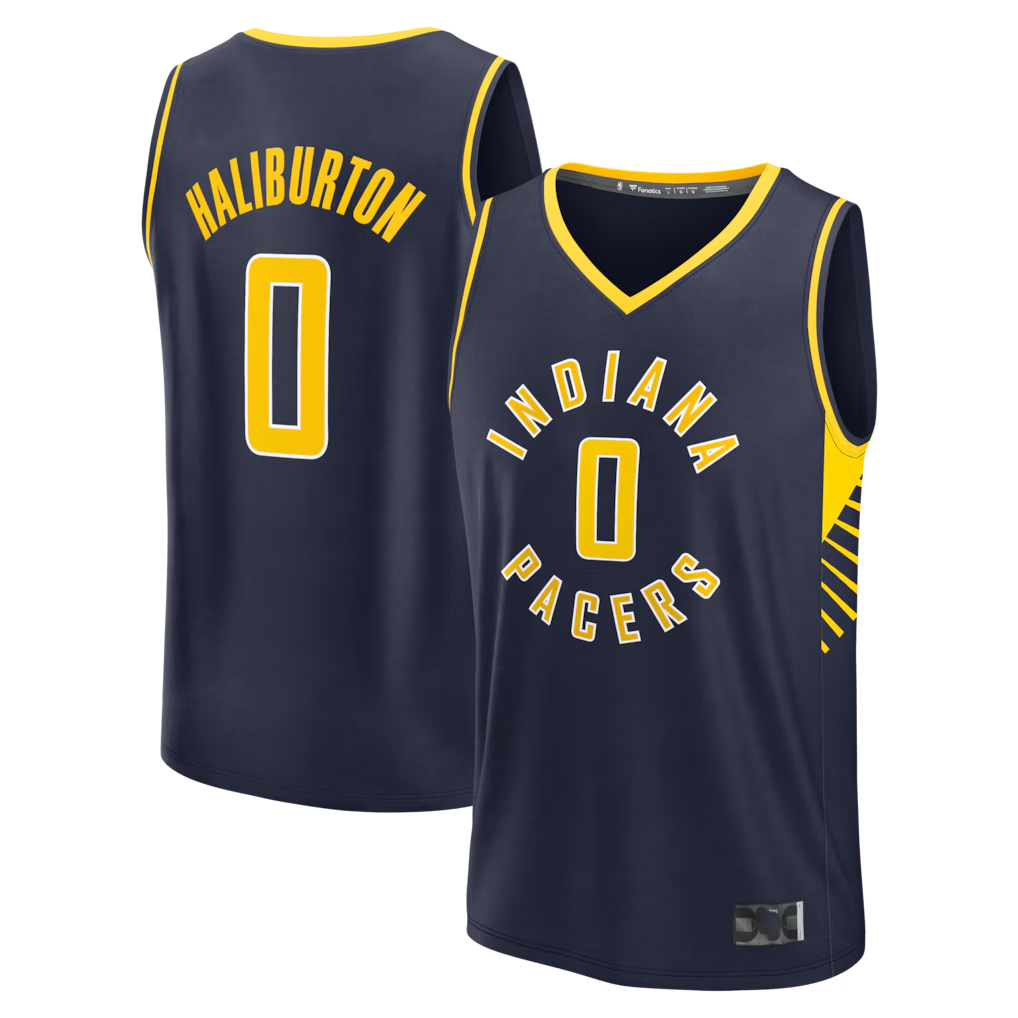 Fenge I.Pacers #0 Tyrese Haliburton  Navy Fast Break Replica Jerseys - Icon Edition