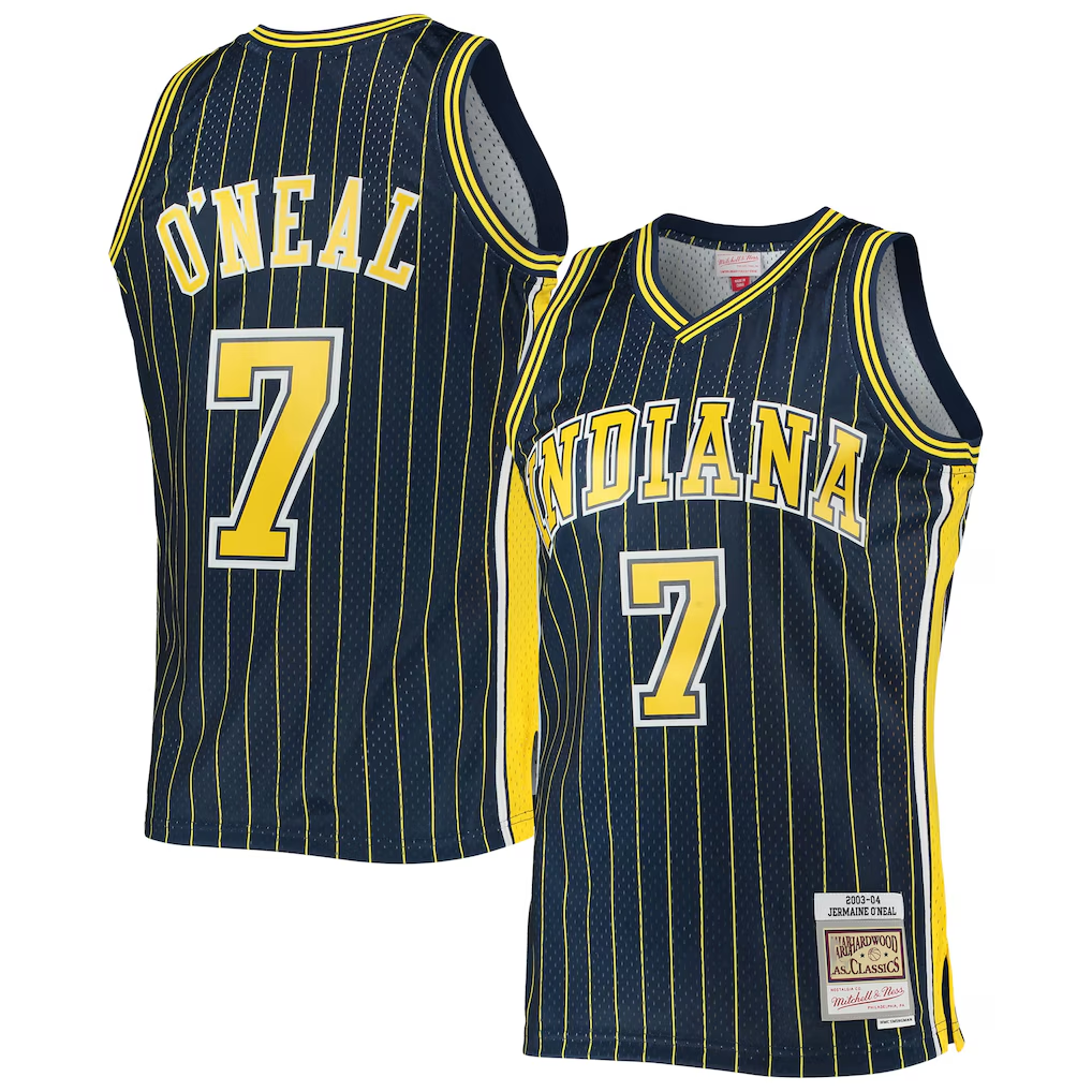 Fenge I.Pacers #7 Jermaine O'Neal Mitchell & Ness Navy 200304 Hardwood Classics Swingman Jerseys