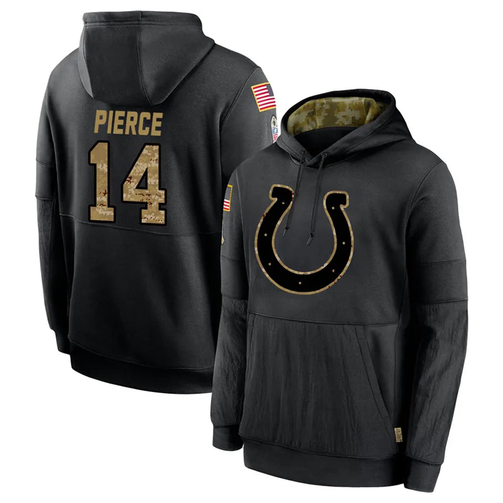 Fenge IN.Colts #14 Alec Pierce Player Black Salute to Service Hoodies Limited Game Stitched Jerseys