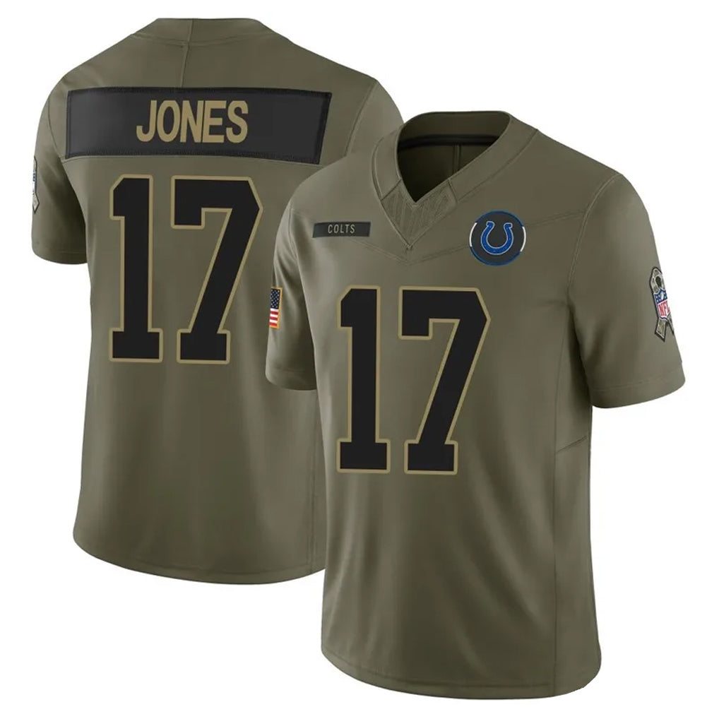 Fenge IN.Colts #17 Daniel Jones Player Salute to Service Limited Olive Stitched Jerseys
