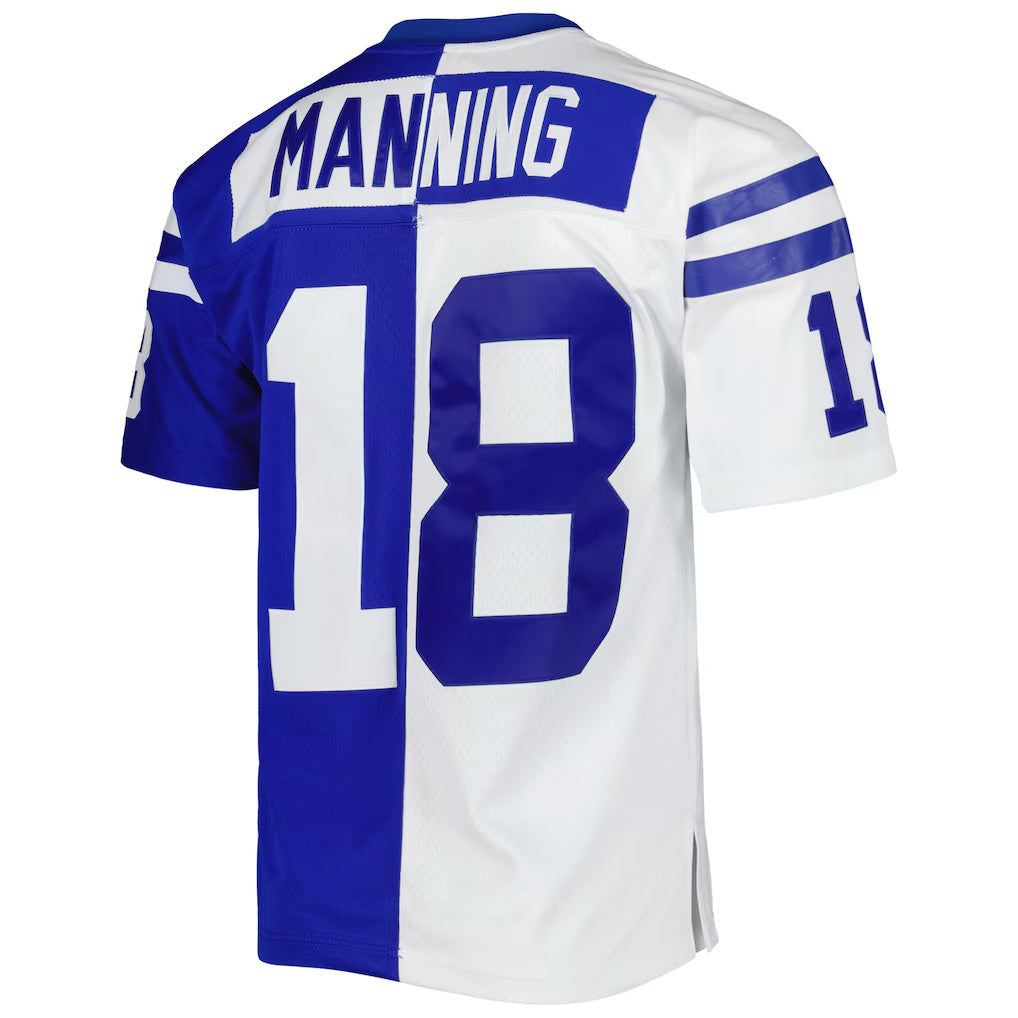 Fenge IN.Colts #18 Peyton Manning Mitchell & Ness Royal-White Split Legacy Replica Stitched Jerseys