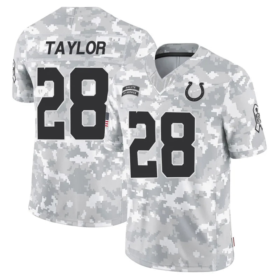 Fenge IN.Colts #28 Jonathan Taylor Player Arctic Camo Salute to Service Limited Stitched Jerseys