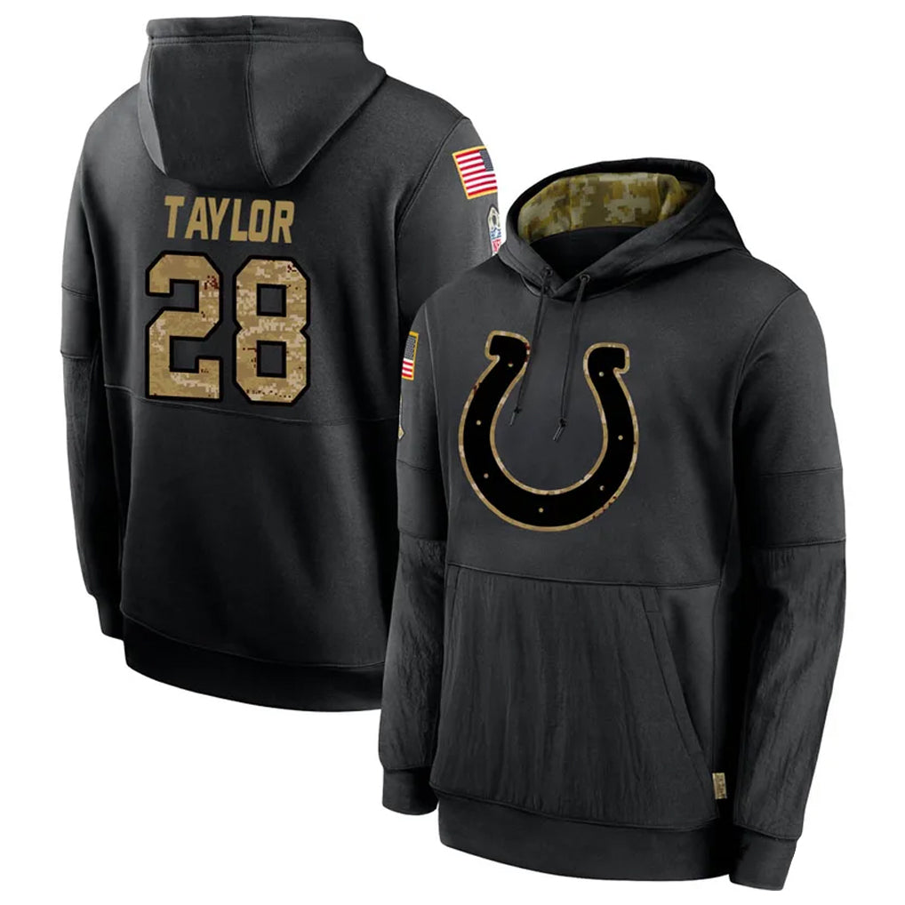 Fenge IN.Colts #28 Jonathan Taylor Player Black Salute To Service Hoodies Stitched Jerseys