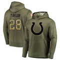 Fenge IN.Colts #28 Jonathan Taylor Player Olive Salute To Service Hoodies Stitched Jerseys