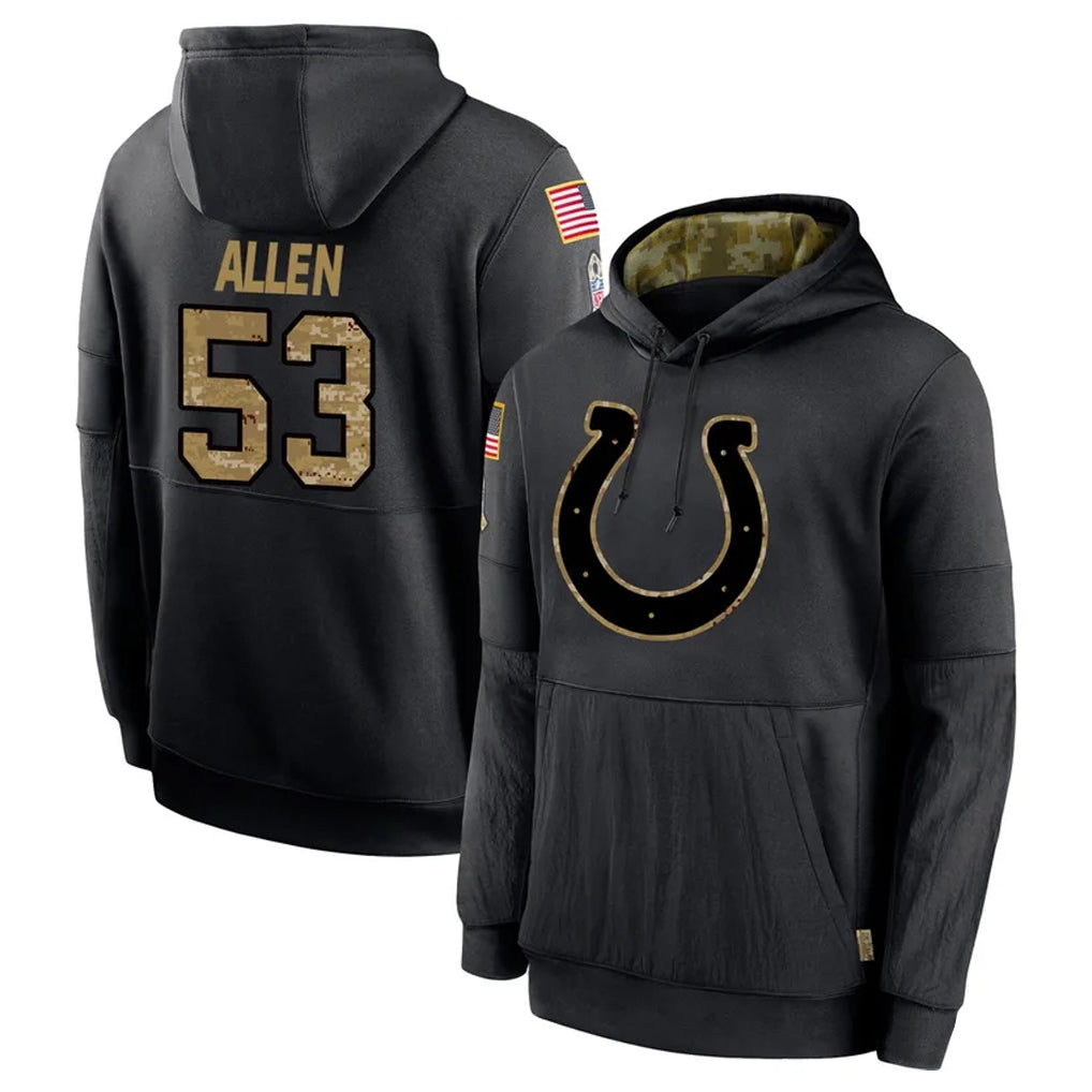 Fenge IN.Colts #53 CJ Allen Player Black Salute to Service Hoodies Limited Game Stitched Jerseys