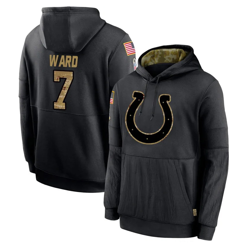 Fenge IN.Colts #7 Charvarius Ward Sr. Player Black Salute to Service Hoodies Limited Game Stitched Jerseys
