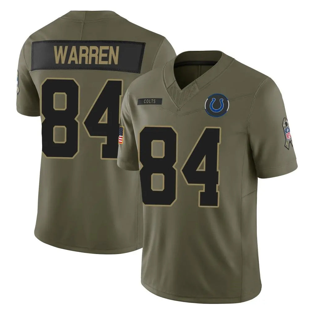 Fenge IN.Colts #84 Tyler Warren Player Salute To Service Limited Olive Stitched Jerseys