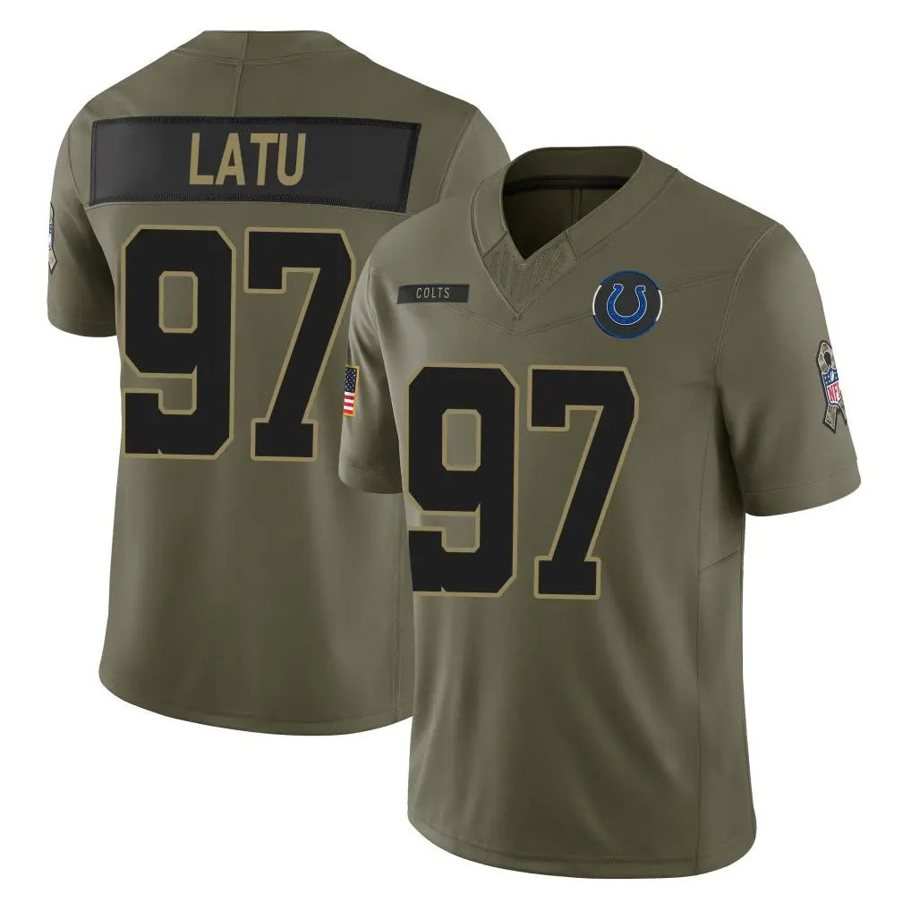 Fenge IN.Colts #97 Laiatu Latu Player Olive 2025 Salute To Service Limited Game Stitched Jerseys