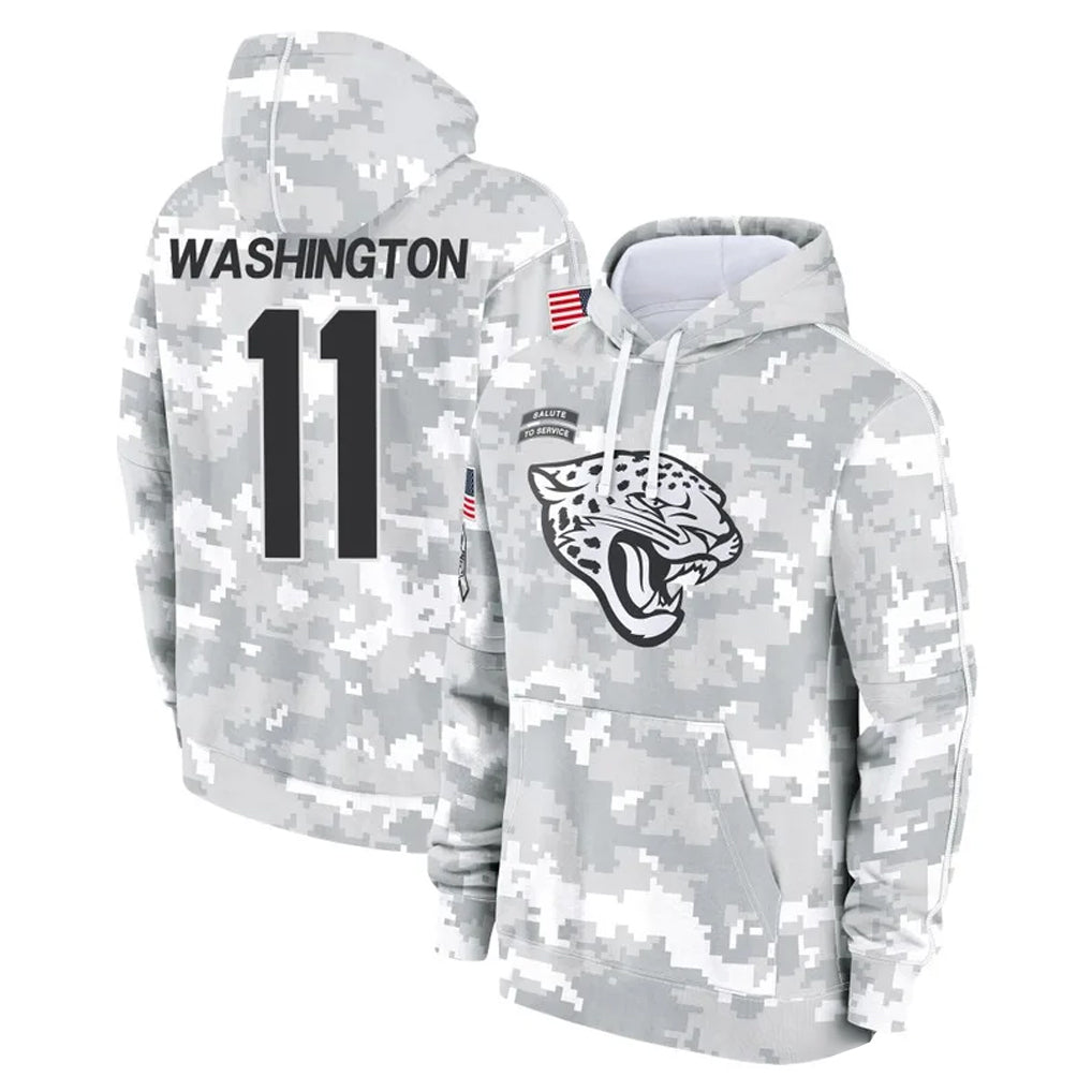 Fenge J.Jaguars #11 Parker Washington Player Arctic Camo Salute to Service Hoodies Limited Game Stitched Jerseys