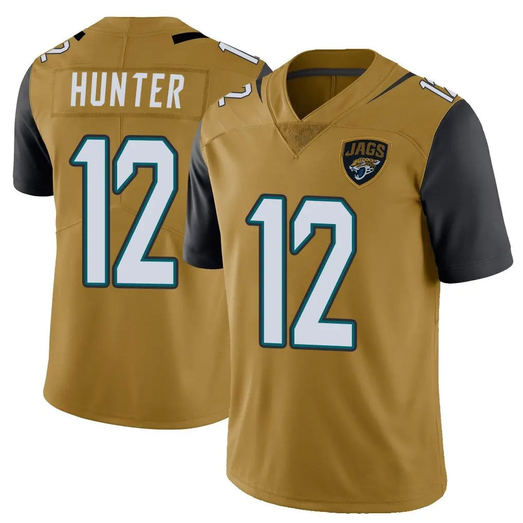 Fenge J.Jaguars #12 Travis Hunter Player Gold Vapor Limited Home Game Stitched Jerseys