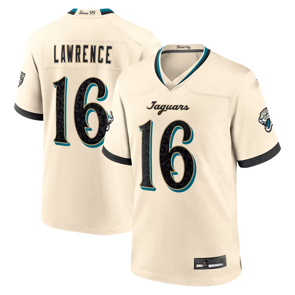 Fenge J.Jaguars #16 Trevor Lawrence Natural 2026 Rivalries Collection Limited Stitched Jerseys
