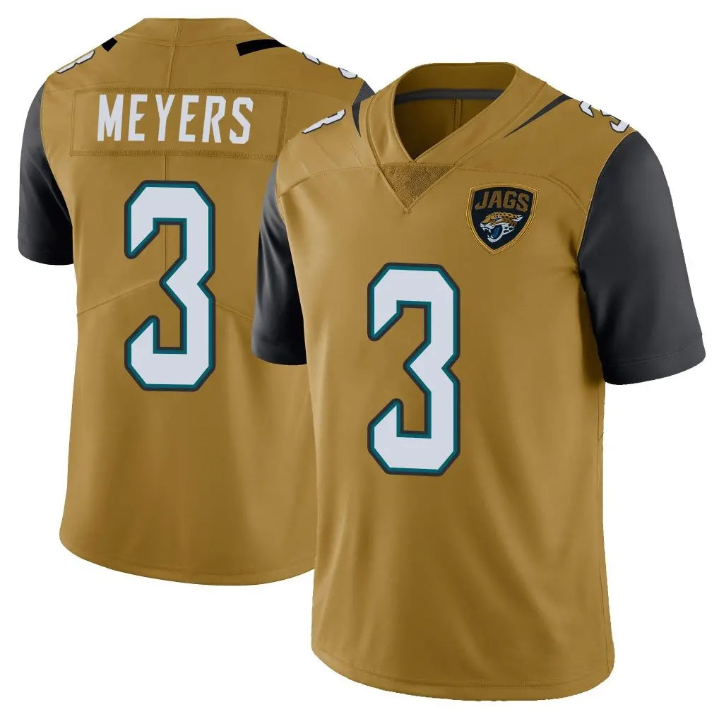 Fenge J.Jaguars #3 Jakobi Meyers Player Gold Vapor Limited Home Game Stitched Jerseys