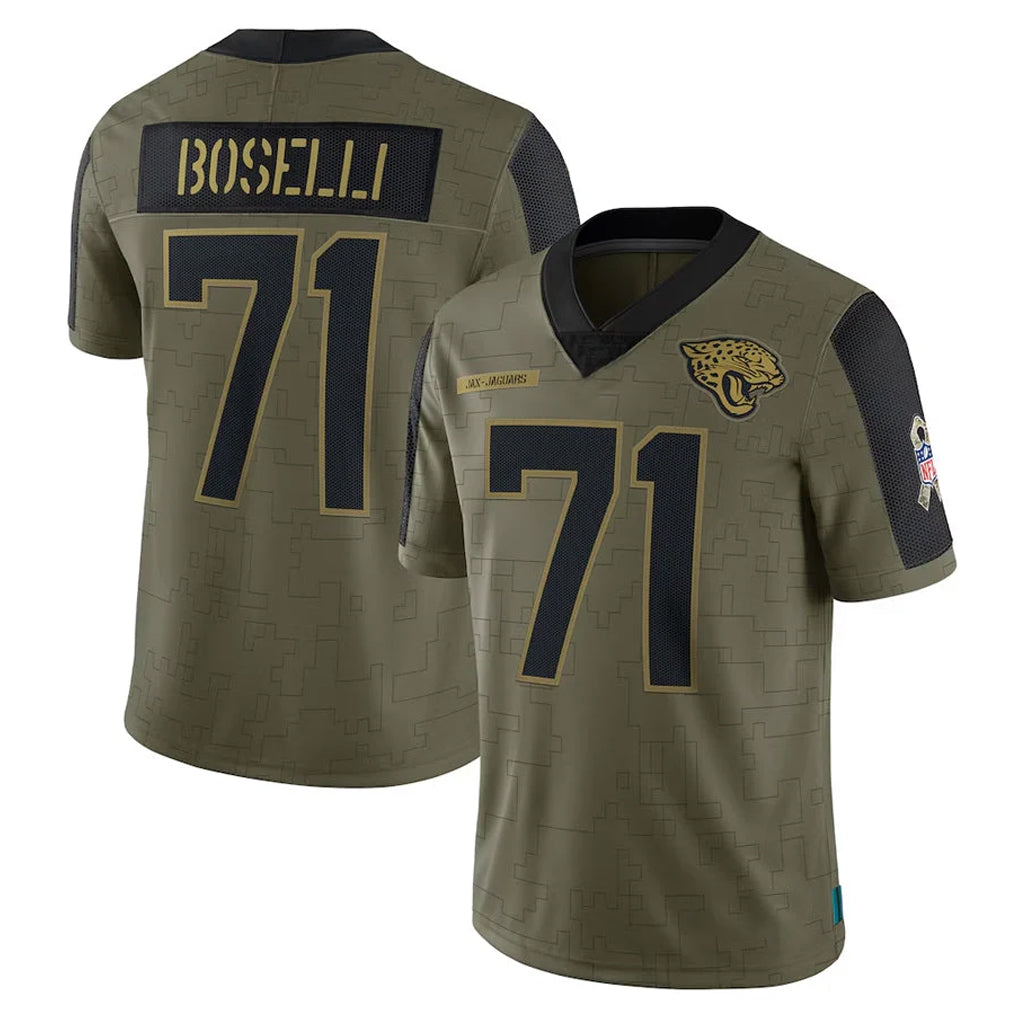 Fenge J.Jaguars #71 Tony Boselli?Player Olive Salute To Service Limited Game Stitched Jerseys