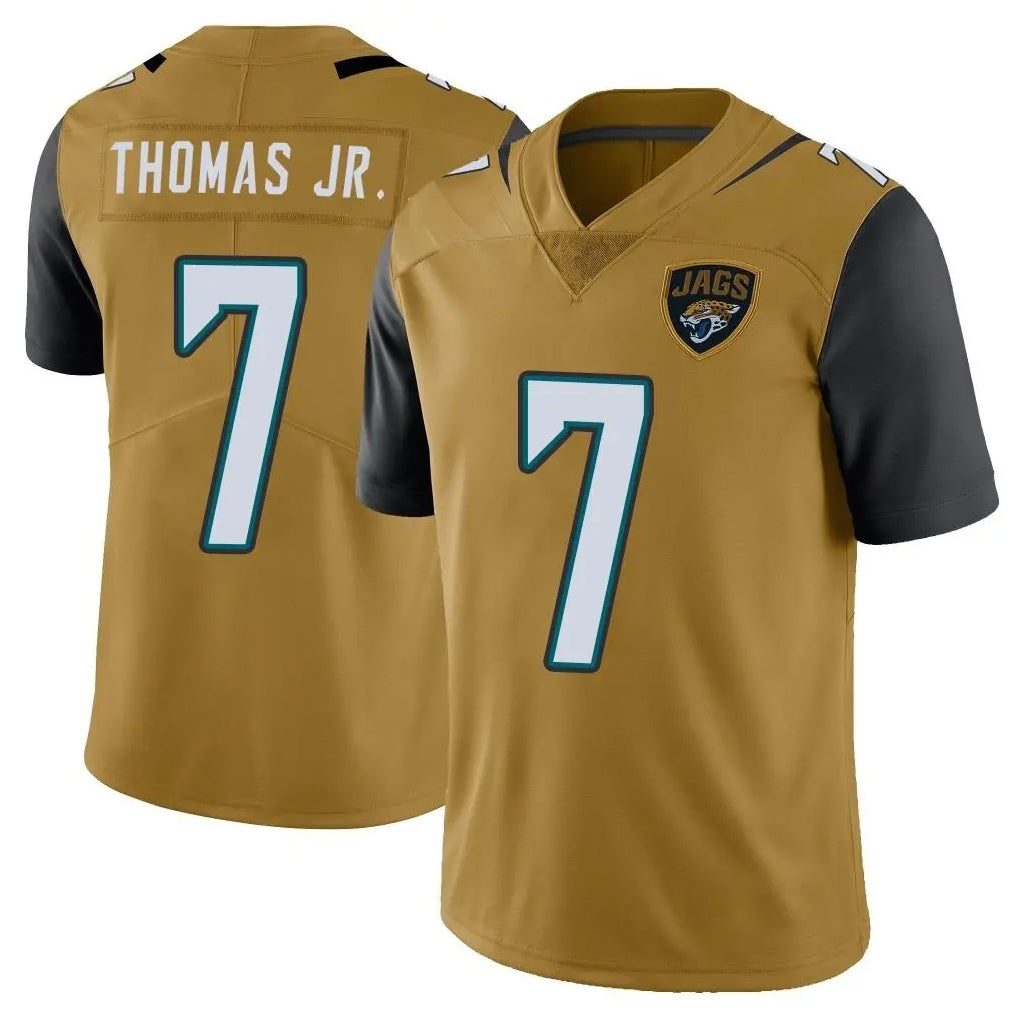 Fenge J.Jaguars #7 Brian Thomas Jr. Player Gold Vapor Limited Home Game Stitched Jerseys