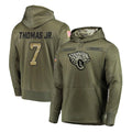 Fenge J.Jaguars #7 Brian Thomas Jr. Player Olive Salute to Service Pullover Hoodies Home Game Stitched Jerseys