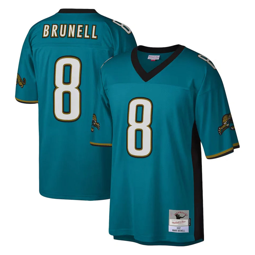Fenge J.Jaguars #8 Mark Brunell?Player Teal Mitchell & Ness Legacy Home Game Stitched Jerseys