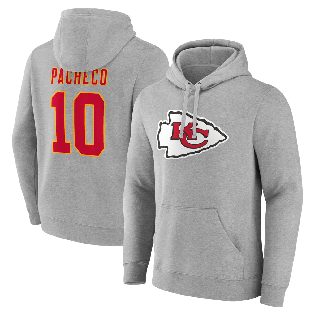 Fenge KC.Chiefs #10 Isiah Pacheco Player Gray Pullover Hoodies Stitched Jerseys