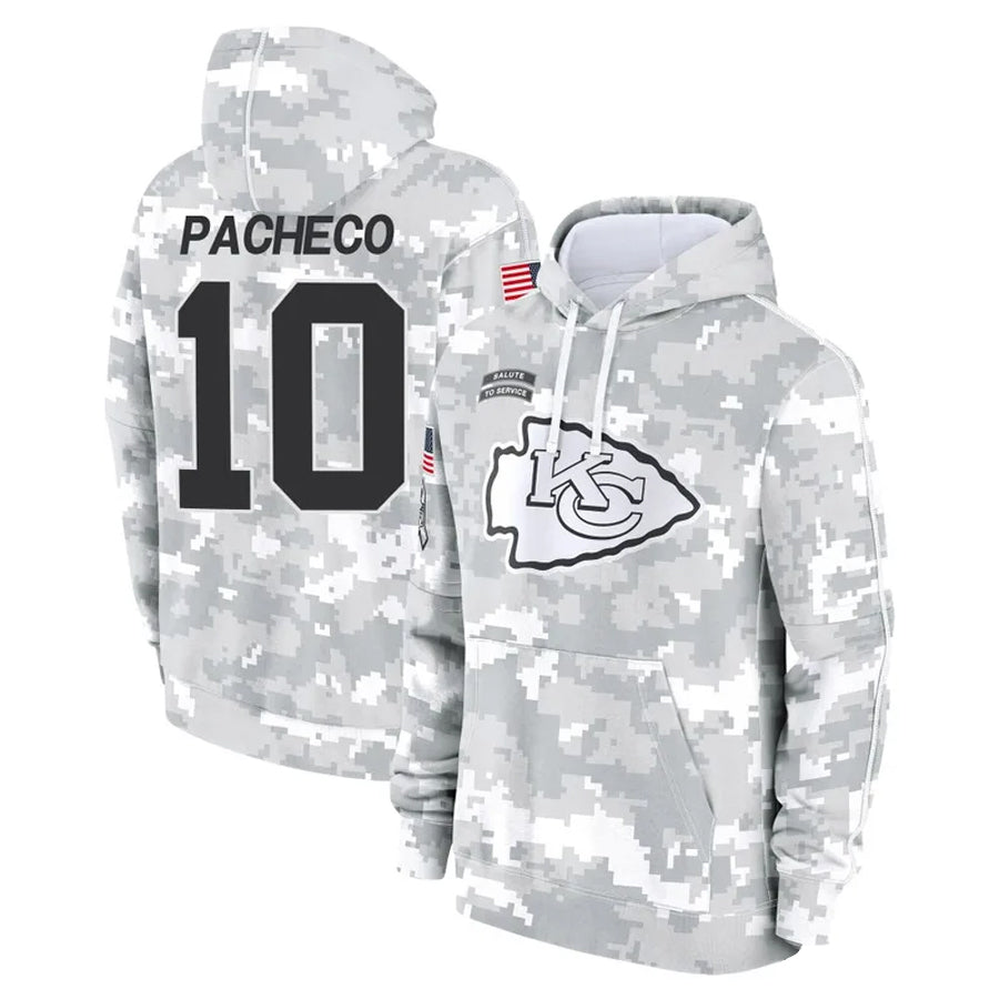 Fenge KC.Chiefs #10 Isiah Pacheco Player Salute to Service Hoodies Stitched Jerseys