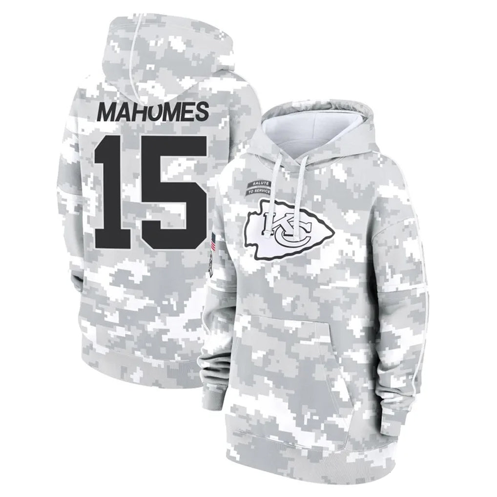 Fenge KC.Chiefs #15 Patrick Mahomes Player Arctic Camo Salute to Service Hoodies Stitched Jerseys