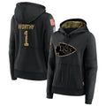 Fenge KC.Chiefs #1 Xavier Worthy Player Black Salute to Service Hoodies Stitched Jerseys