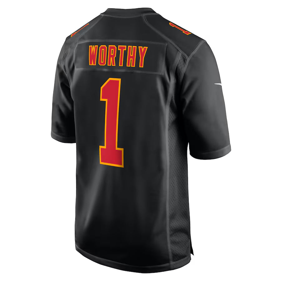 Fenge KC.Chiefs #1 Xavier Worthy Player Carbon Black Fashion Game Stitched Jerseys