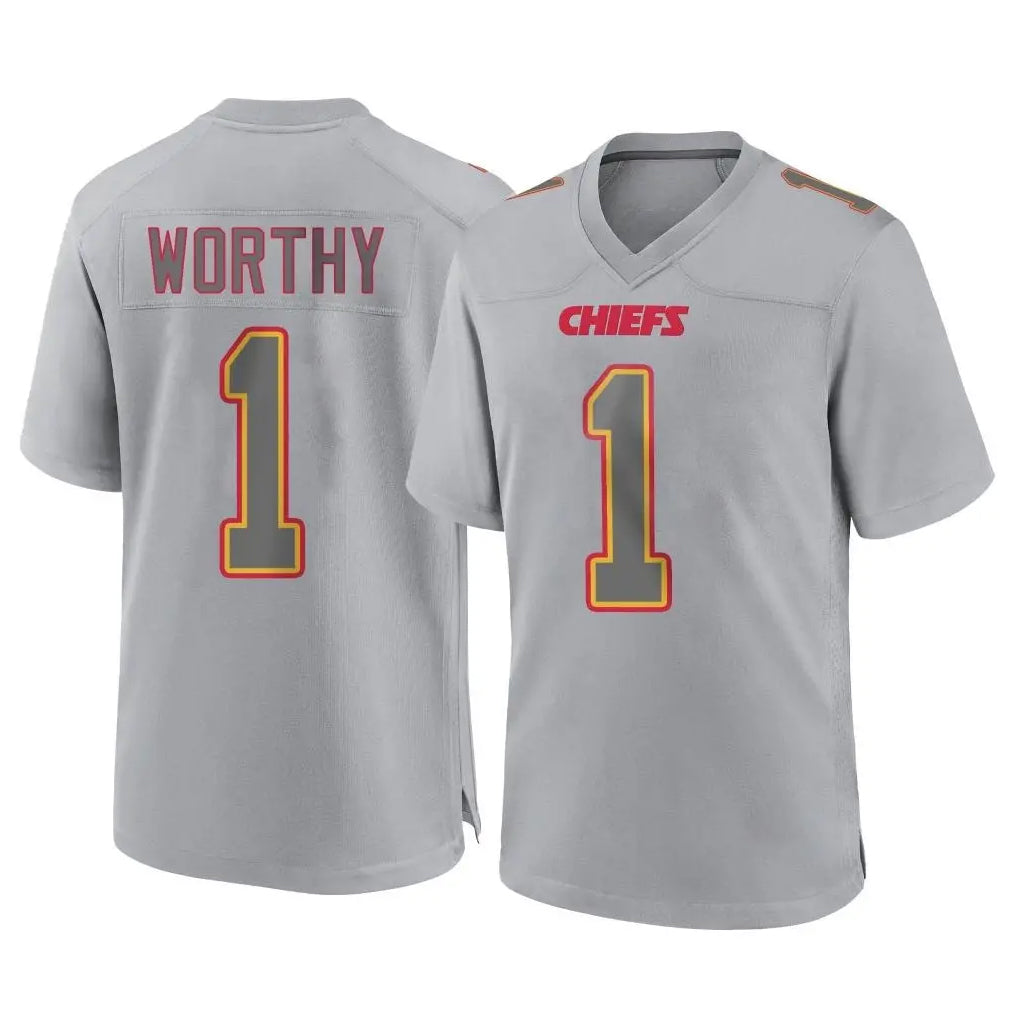 Fenge KC.Chiefs #1 Xavier Worthy Player Gray Atmosphere Fashion Game Stitched Jerseys