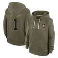 Fenge KC.Chiefs #1 Xavier Worthy Player Olive Salute to Service Hoodies Stitched Jerseys