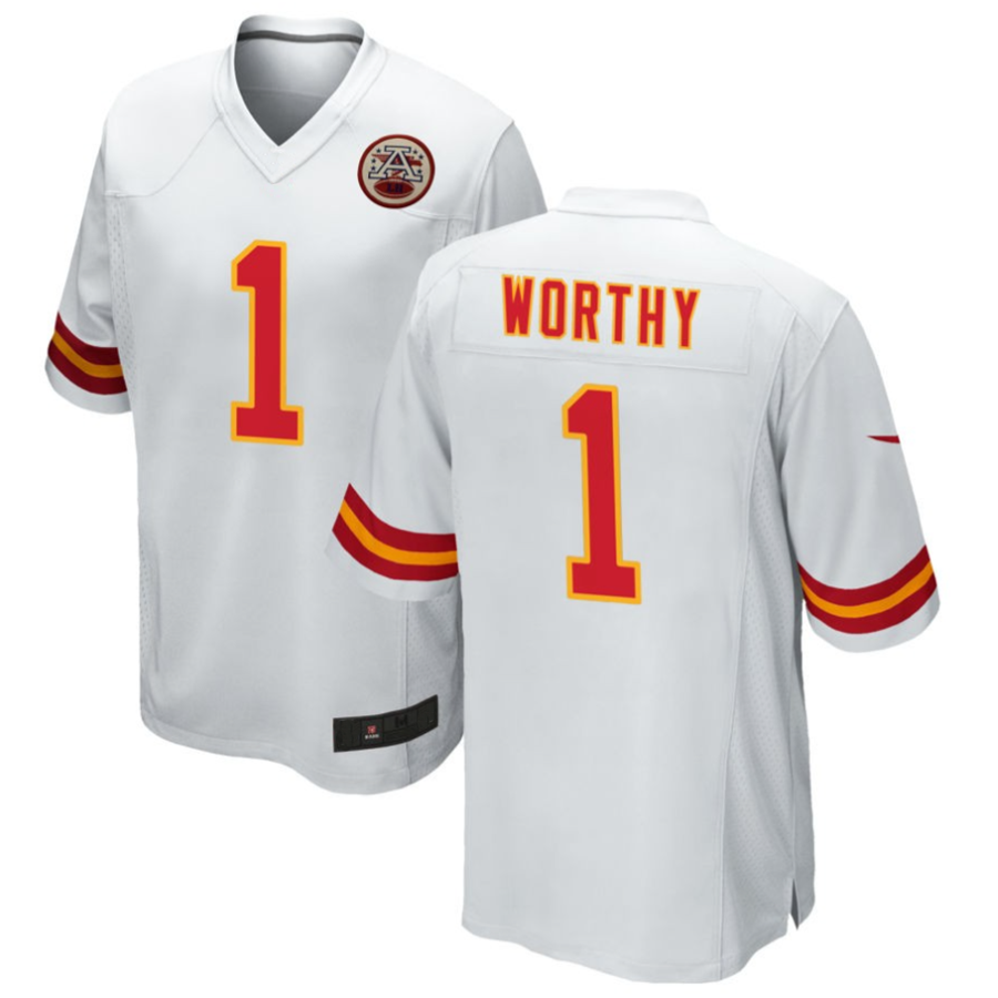 Fenge KC.Chiefs #1 Xavier Worthy Player White Home Game Stitched Jerseys
