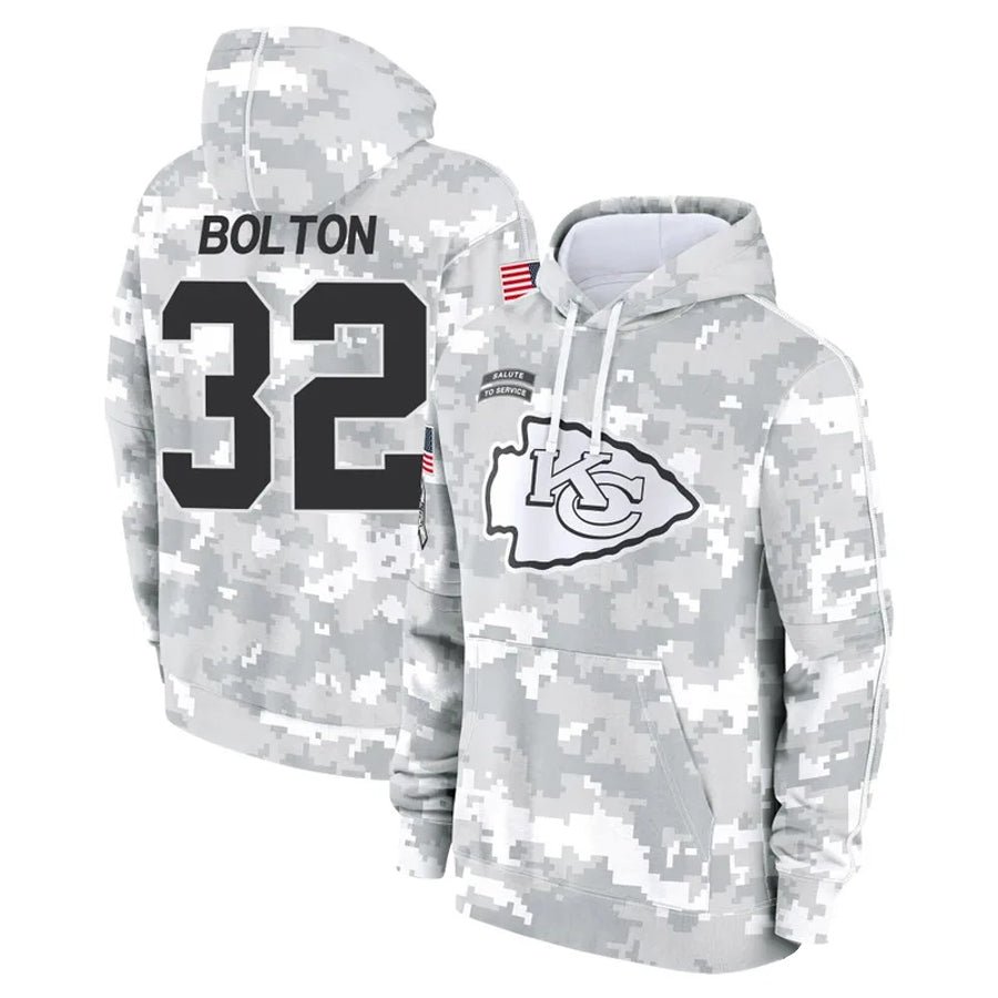 Fenge KC.Chiefs #32 Nick Bolton Player Salute to Service Hoodies Stitched Jerseys