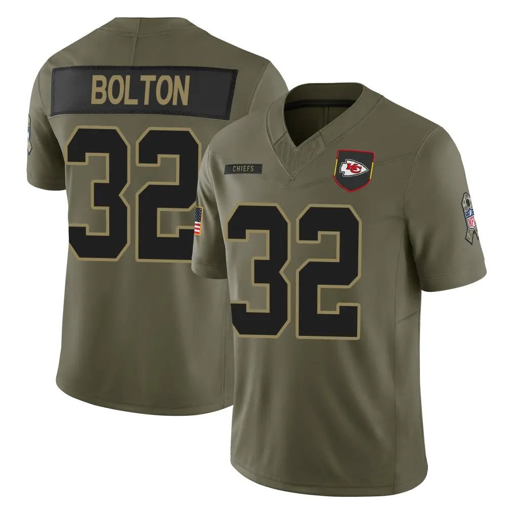 Fenge KC.Chiefs #32 Nick Bolton Player Salute to Service Limited Olive Stitched Jerseys
