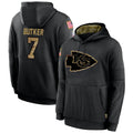 Fenge KC.Chiefs #7 Harrison Butker Player Black Salute to Service Hoodies Stitched Jerseys