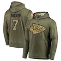 Fenge KC.Chiefs #7 Harrison Butker Player Salute to Service Limited Olive Hoodies Stitched Jerseys