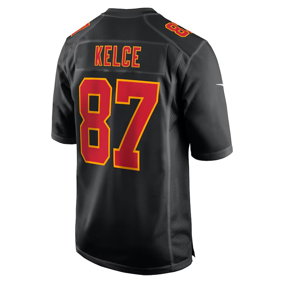 Fenge KC.Chiefs #87 Travis Kelce Player Carbon Black Fashion Game Stitched Jerseys