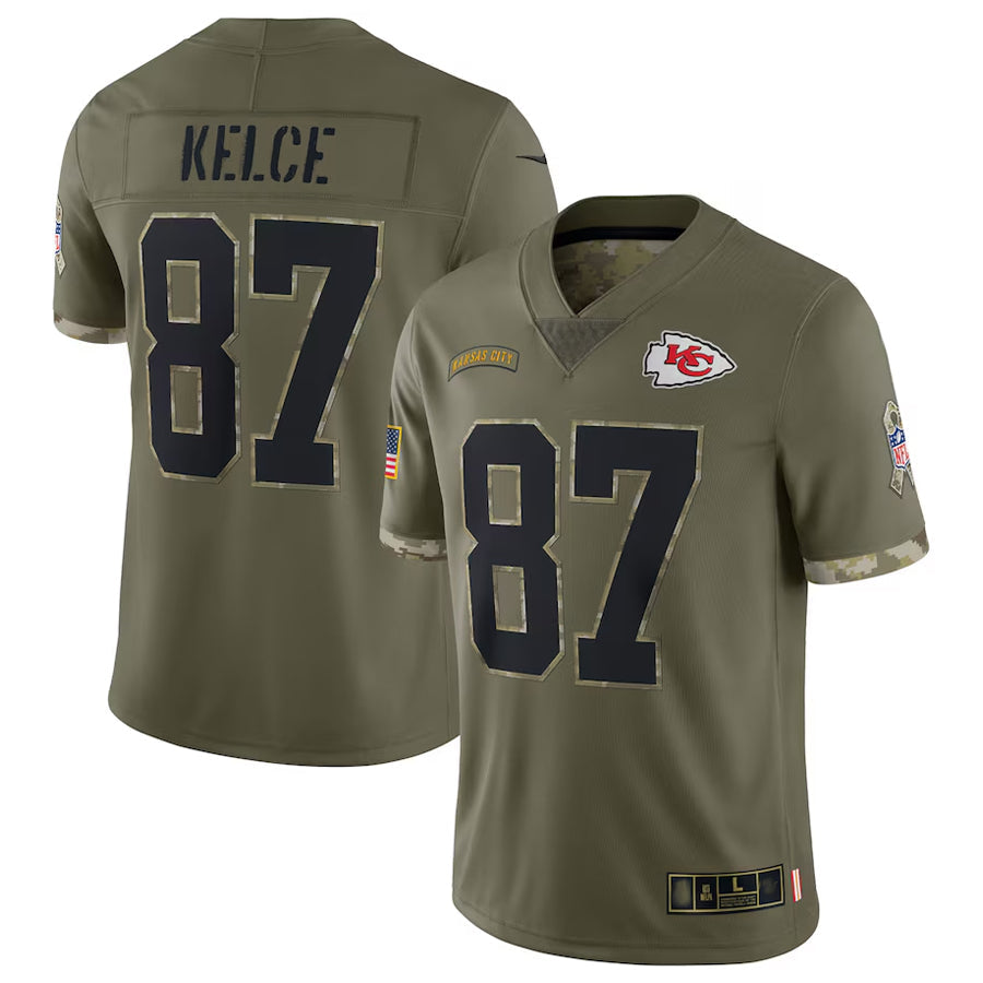 Fenge KC.Chiefs #87 Travis Kelce Player Olive Salute To Service Stitched Jerseys