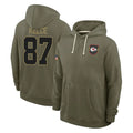 Fenge KC.Chiefs #87 Travis Kelce Player Olive Salute to Service Hoodies Stitched Jerseys