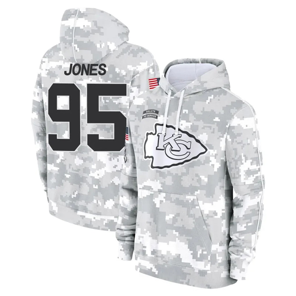 Fenge KC.Chiefs #95 Chris Jones Player Arctic Camo Salute to Service Hoodies Stitched Jerseys
