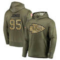 Fenge KC.Chiefs #95 Chris Jones Player Olive Salute to Service Pullover Hoodies Home Game Stitched Jerseys