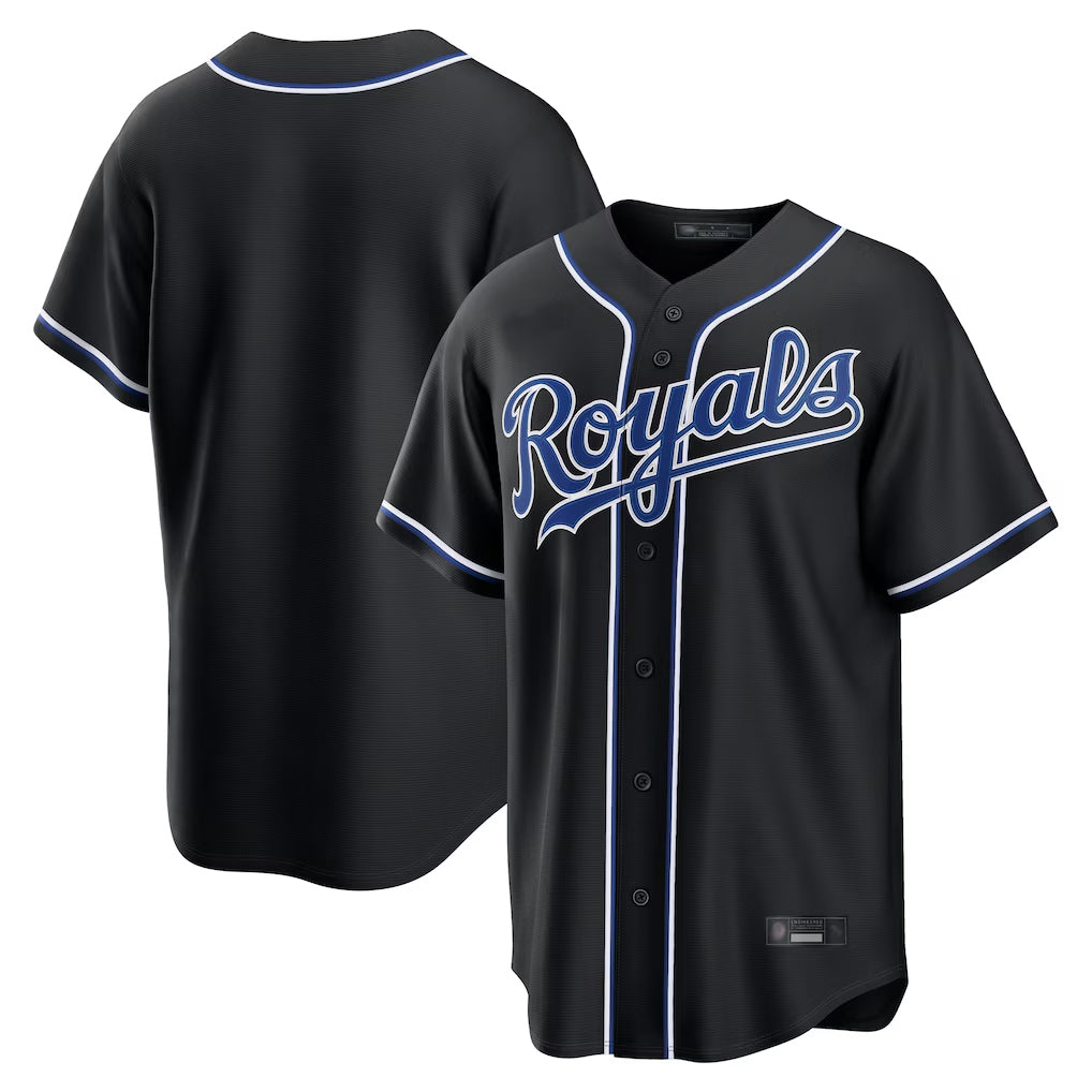 Fenge KC.Royals Black Carbon Fashion Home Game Blank Player Stitched Jerseys