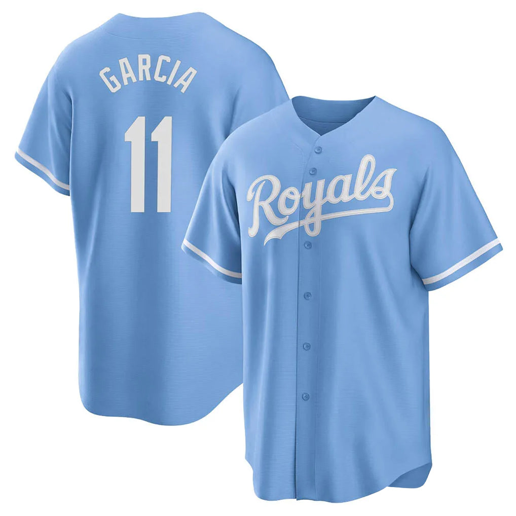 Fenge KC.Royals #11 Maikel Garcia Player Light Blue Home Game Stitched Jerseys